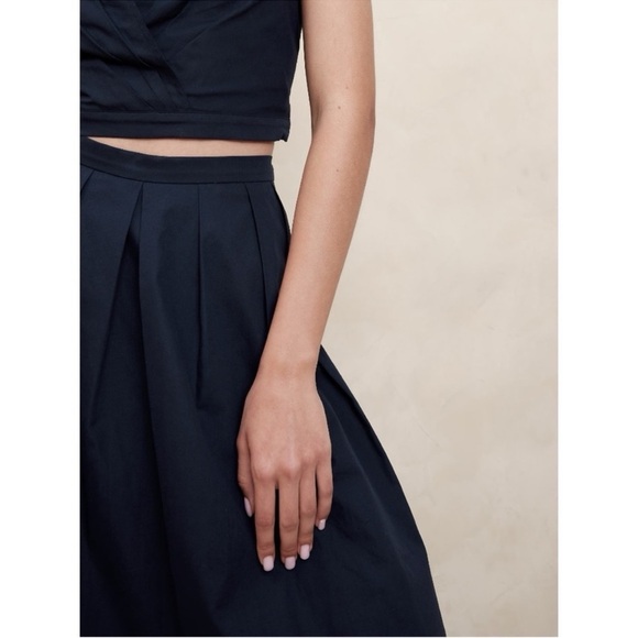 NWT! Banana Republic Navy Poplin Midi Skirt 🧩 - Picture 3 of 4
